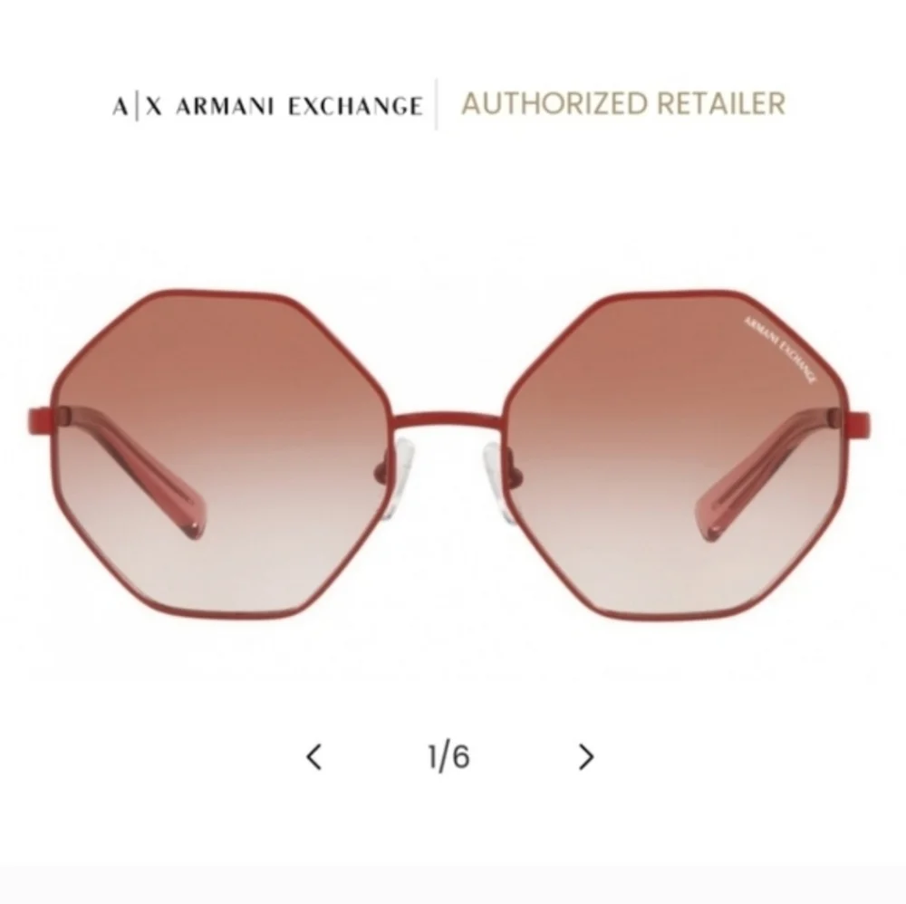 Armani exchange Geometric exagonal metal mate Raspberry pink sunglasses New